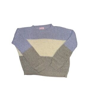 Pink Lily S Chunky Knit Color Block Sweater Long Sleeve Crew Neck Cozy Pullover